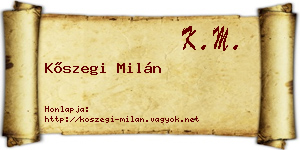 Kőszegi Milán névjegykártya